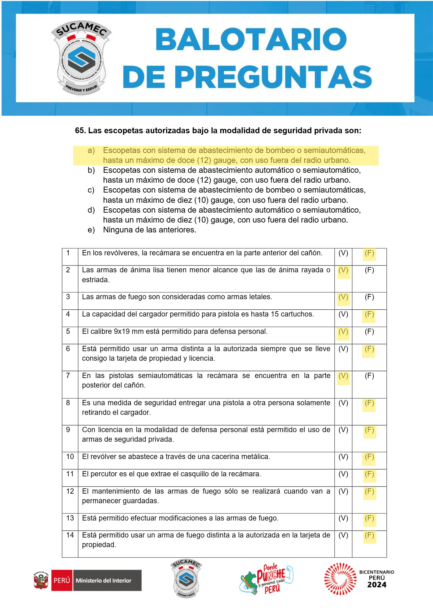 Balotario SUCAMEC, página 16 de 18